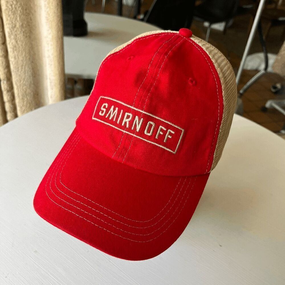 Vintage Smirnoff Trucker Hat Red Mesh Snapback Promo Cap Beer Y2K
